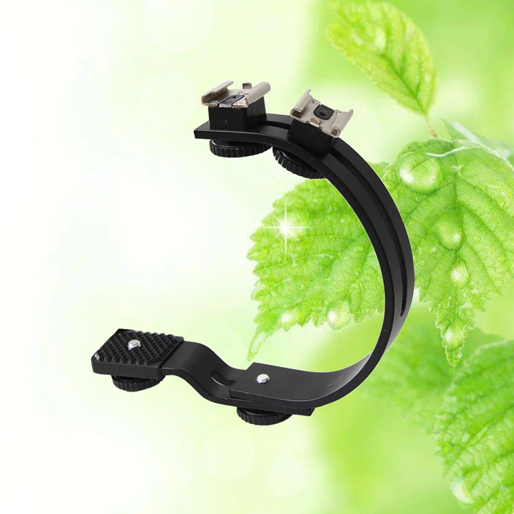 

Flash Bracket C-Shaped Adjustable Mount For Dslr Camera Dv Dc 1/4" Tripod Socket Compatible With Led Video Light Flash