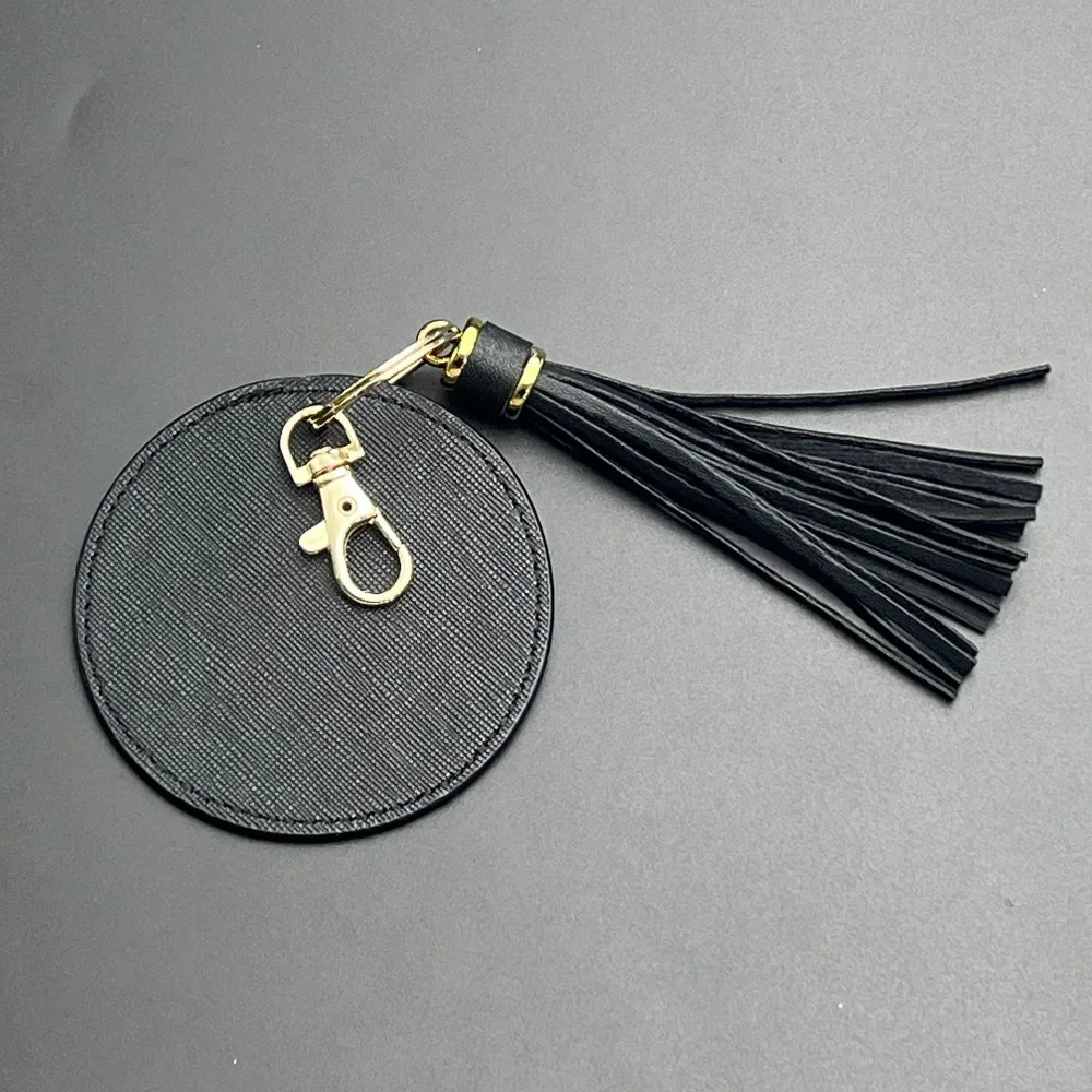 Personalized Keyring Tassel Circular Imitation Leather Keychain   Carving Pendant Metal Motorcycle Truck Auto Key Ring Parts