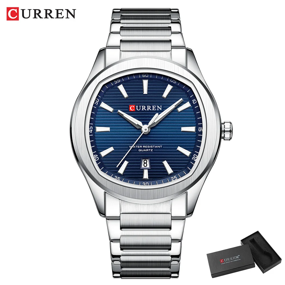 CURREN Modemarke Herrenuhr mit Edelstahlband, klassische, einfache Quarz-Armbanduhr für Männer, NEU 5