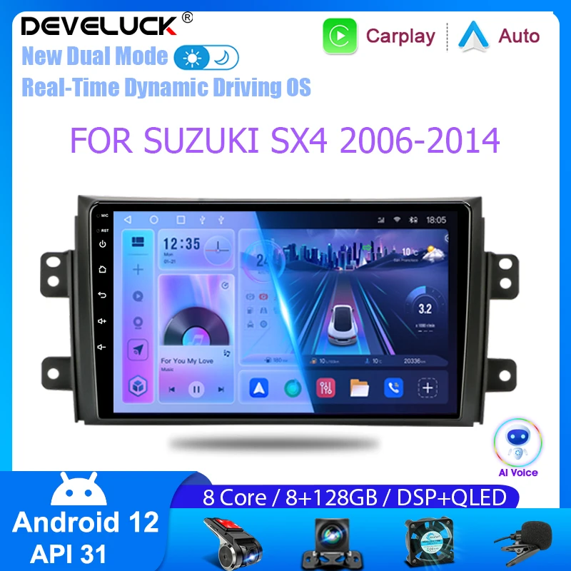 Android 12 Car Radio For Suzuki SX4 2006-2014 Navigation Multimedia Video Player 2 Din GPS DVD CarPlay Auto Audio Stereo DSP RDS