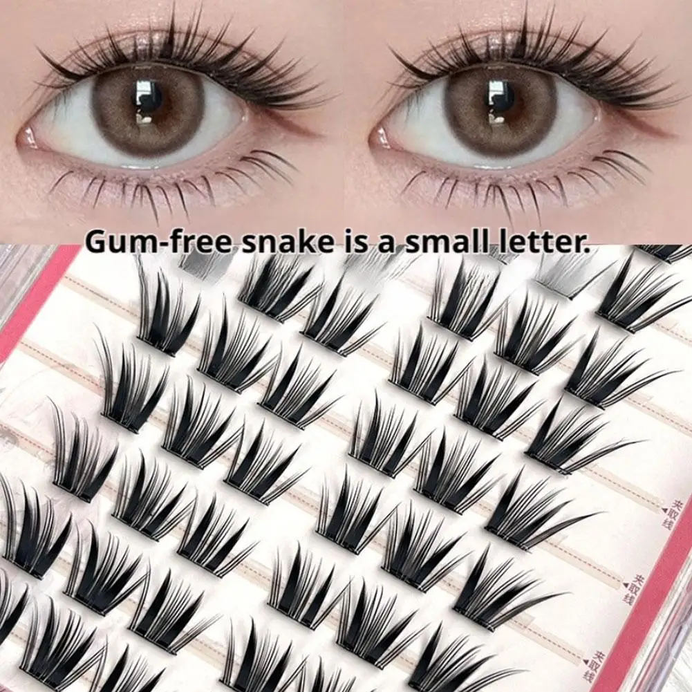 Glue-free Self-adhesive False Eyelashes DIY Natural Dense Fluffy Curling Up Segmented Manga false Eyelash Reusable Makeup Tool