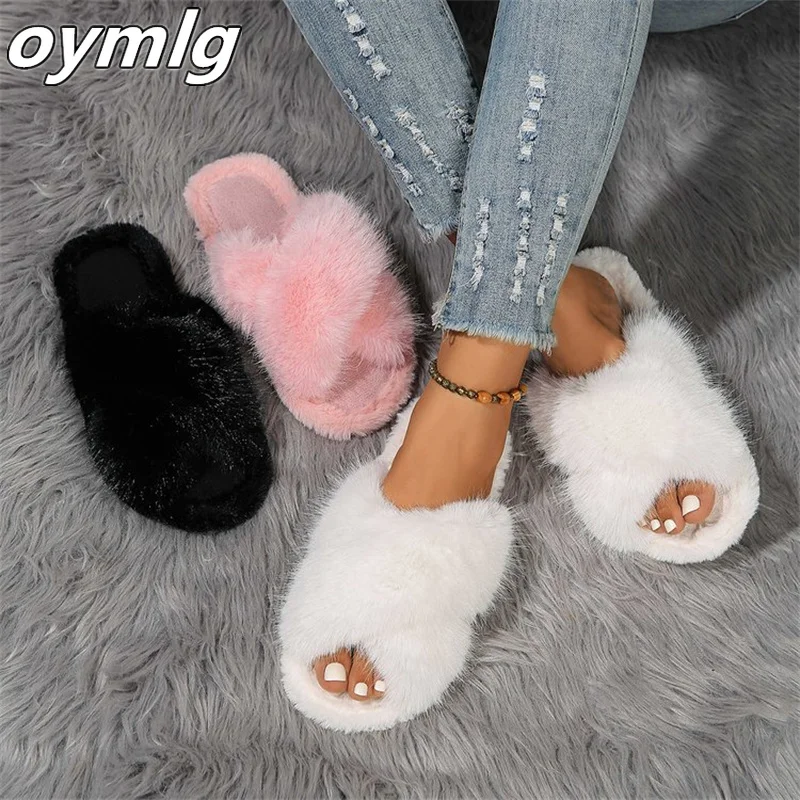 2024 nuove pantofole di peluche oversize per l\'autunno e l\'inverno, le nuove donne indossano pantofole di cotone caldo con suola spessa per