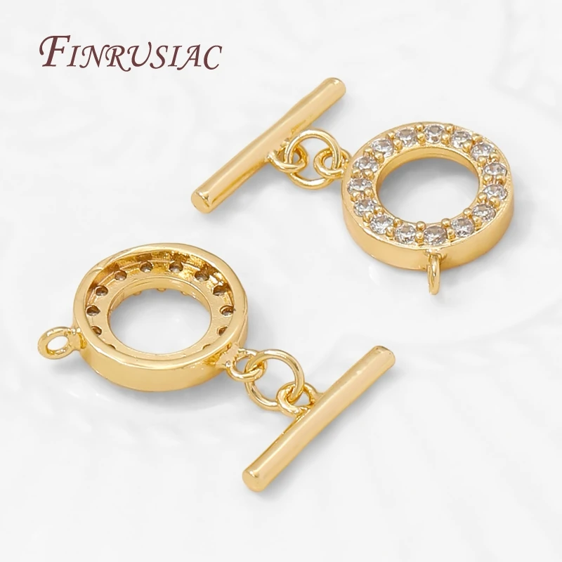 مشابك تبديل مطلية بالذهب عيار 18 قيراط للمجوهرات، أقفال للأساور، نحاس مع مشبك الزركون OT، إكسسوارات صنع القلادة ذاتية الصنع
