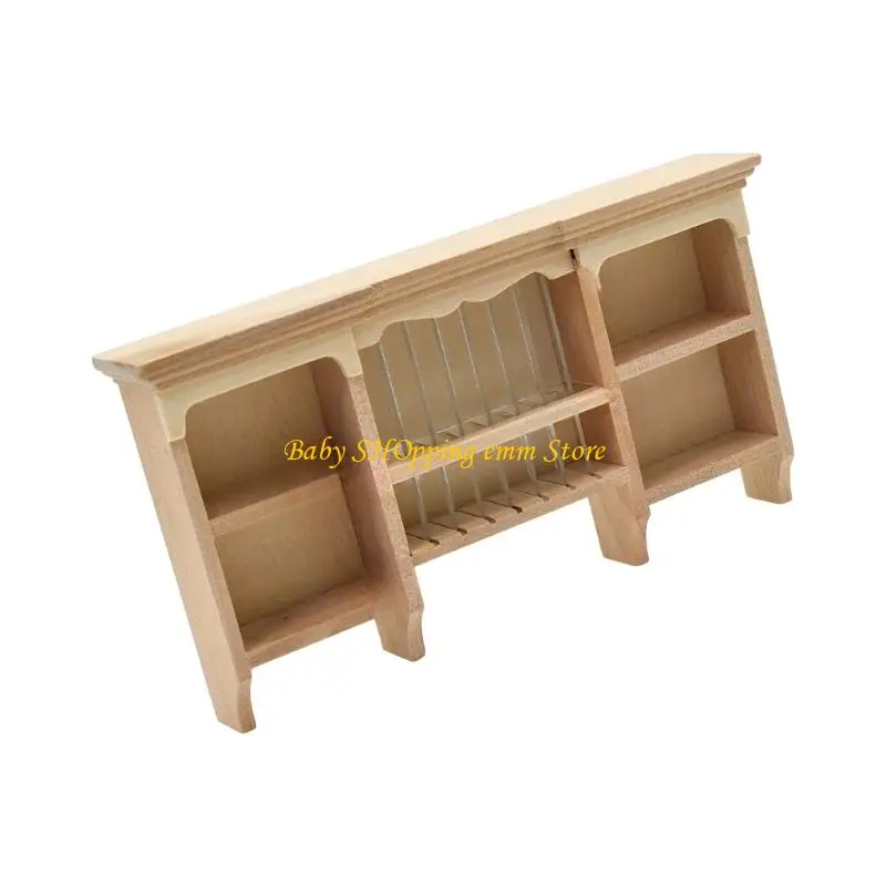 23GD 미니어처 주방 벽 마운트 캐비닛 인형 집 장식 스토리지 선반 어린이 크리 에이 티브 플레이 장면 설정 액세서리