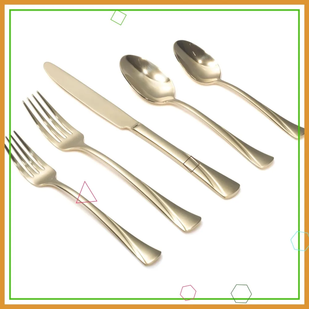 

Набор столовых приборов из нержавеющей стали цвета шампанского золота, 40 предметов, на 8 персон, можно мыть в посудомоечной машине