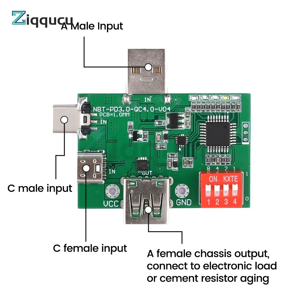 PD/QC3.0 2.0/PPS Deception Fast Charge Trigger Module Aging Board Test Board Adjustable Dial Code USB Type-C 5V9V12V15V20V