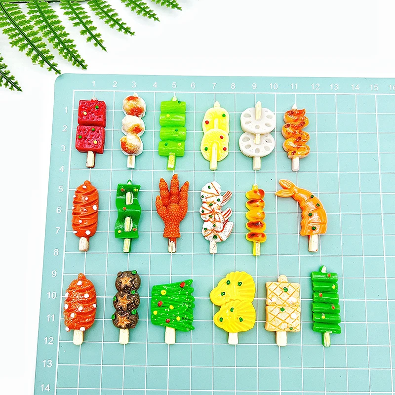 5Pcs 1:12 Dollhouse Miniature Barbecue Skewered Meat Baking Chicken Feet Shrimp Food Play Model Kitchen Decor Toy