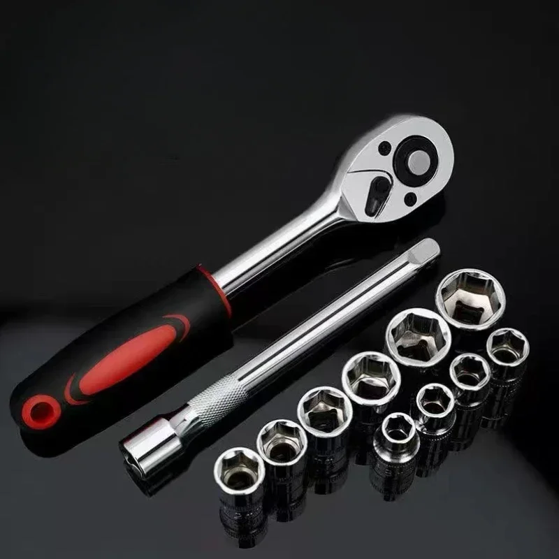 

Wrench 12 Piece Multifunctional Auto Repair Bicycle Set Quick Ratchet 24 Teeth Straight Handle High Hardness Long Service Life