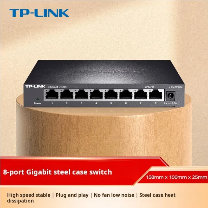 TP-Link TL-SG1008D 8 Port Gigabit Unmanaged Ethernet Network Switch, Ethernet Splitter Plug & Play Fanless Metal Design