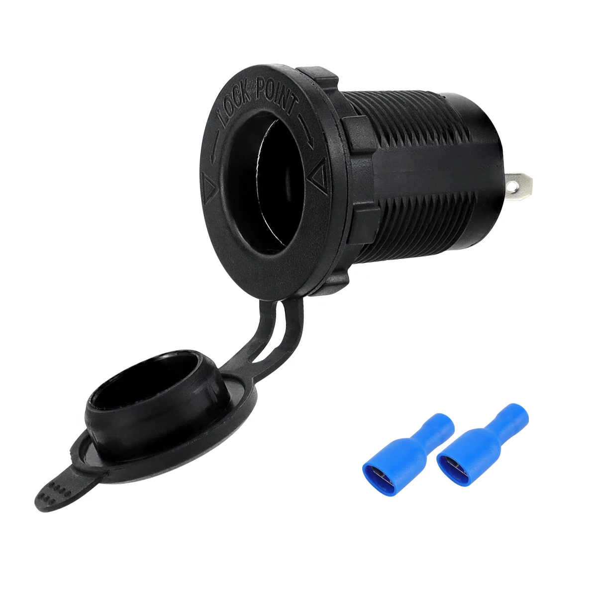 DC12V-24V Cigarette Lighter Power Plug Socket Outlet with Blue LED Waterproofing for Car Motorcycle Boat