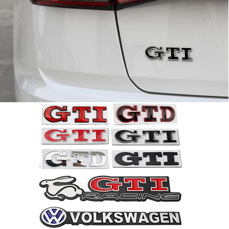 GTI Logo Car Fender Trunk Emblem Stickers Accessories For Volkswagen R-Line R Polo Golf T5 Passat Magotan CC Santana Bora Jetta