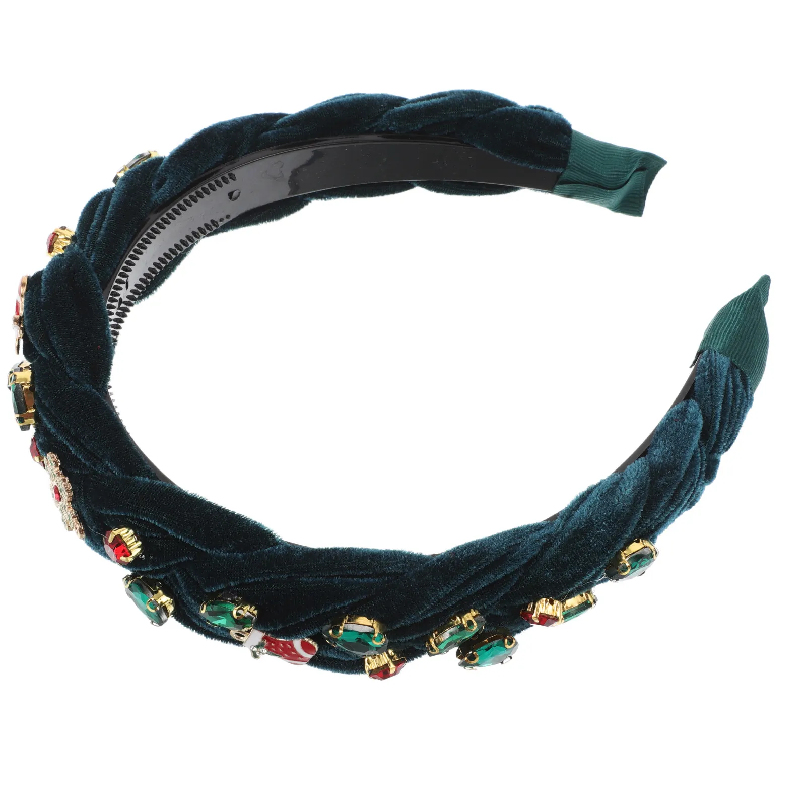 

Women Christmas Rhinestone Headband Wide Crystal Snowflake Stocking Hair Hoop Holiday Party Accessory Festive Christmas Headwear