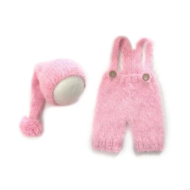Baby Romper Hat Set Photoshoots Costume Posing Outfit 0-6Month Infant Photo Suit 425F
