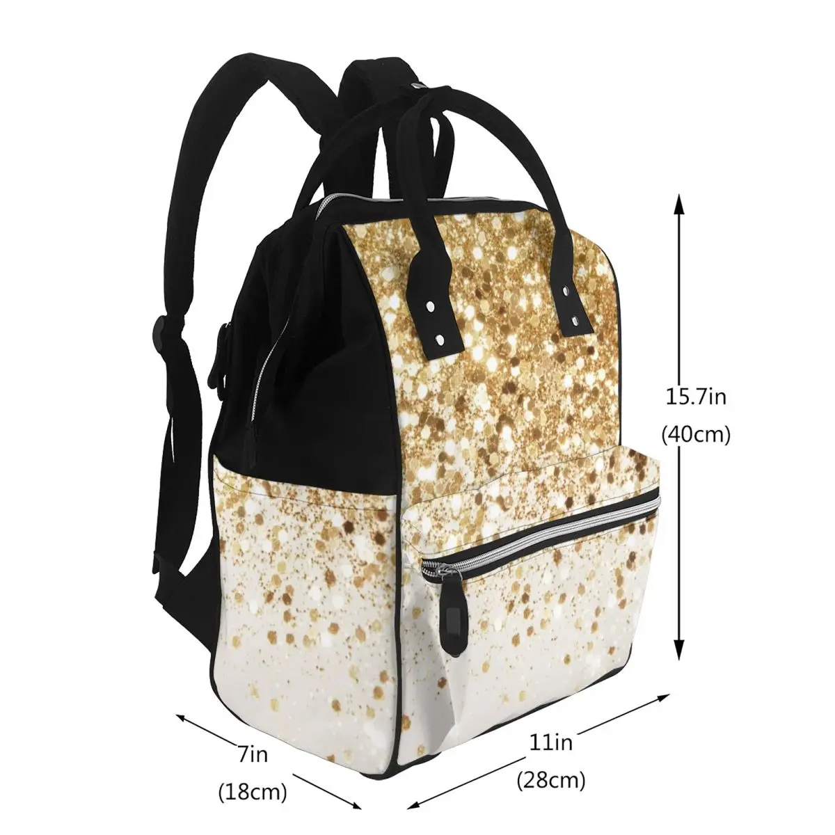 Sparkling Gold Glitter Glam Student Backpack School Bag Hiking Travel Daypack for Men Women Bookbag Shoulder Bags