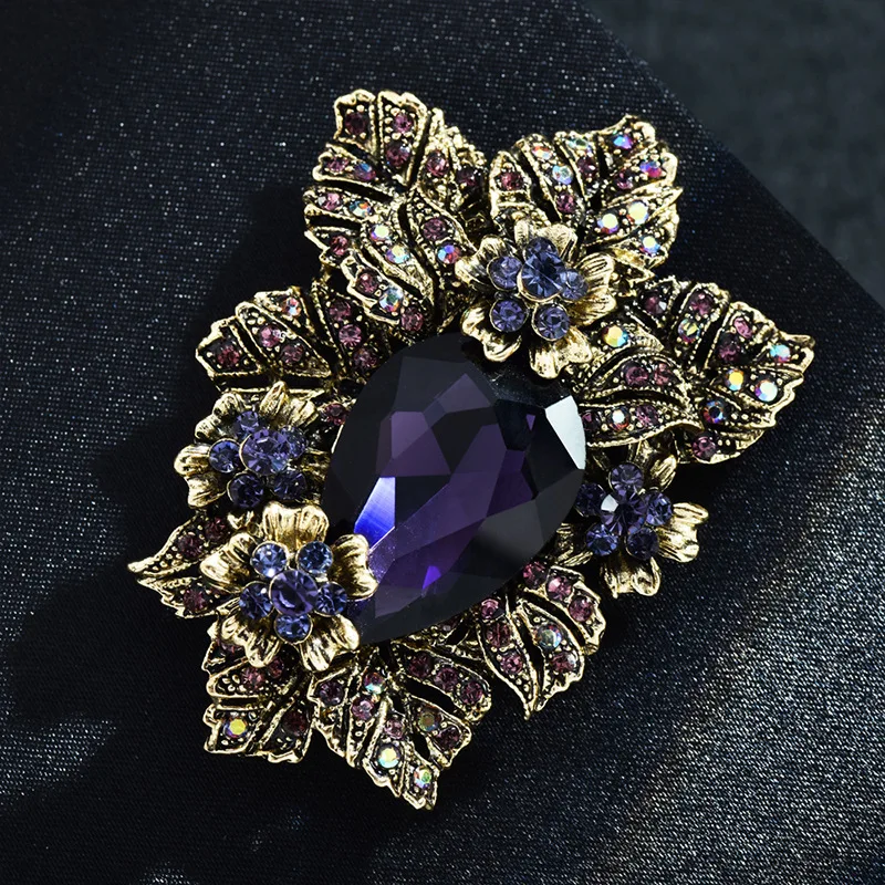 Exaggerated Full Crystal Luxury Flower Brooch For Women Men Vintage Exquisite High-end Rhinestone Party Wedding Badges Pines