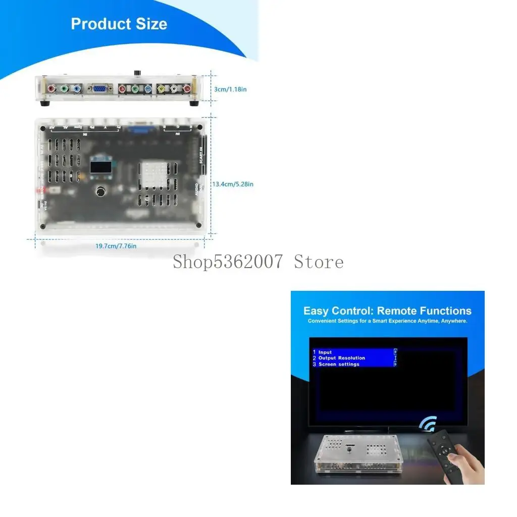 Scart YPbPr Video Converter with Remote for Consoles Video Audios Converter 40JB