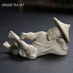 Creative Ceramic Tea Pet Figure Statue Pottery Ornaments Home Garden Decor Desktop Crafts Chinese Tea Ceremony Accessories