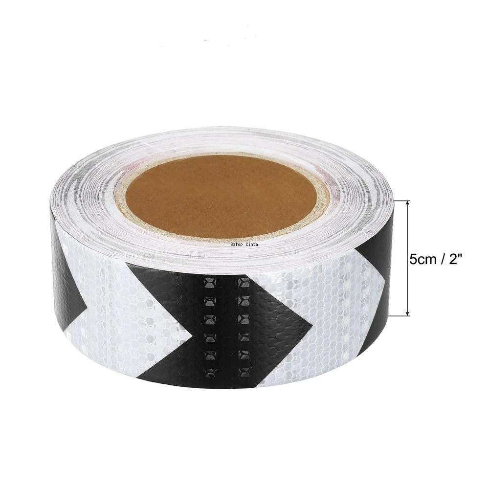 5cm*5m Arrow Reflective Stickers White-Black Waterproof Adhesive  Warning Safety Tapes Reflectors Strips For Trucks Trailers Car