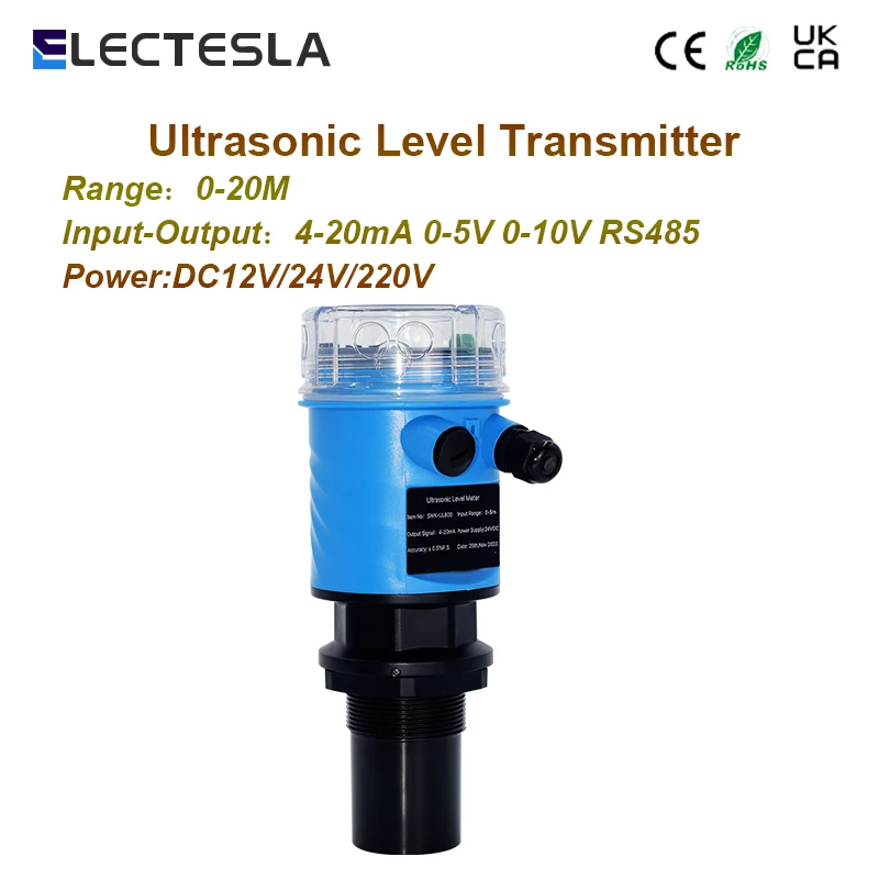 

IP68 Ultrasonic Level Meter for Tanks water level transmitter 4-20mA RS485 0-20m Transmitter DC24V Power Supply