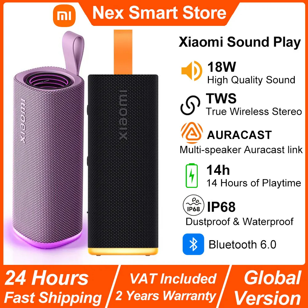 Neuer Xiaomi Sound Play, tragbarer 18-W-Bluetooth-Lautsprecher, TWS True Wireless Stereo, 14 Stunden Spielzeit, IP68 Bluetooth 6.0