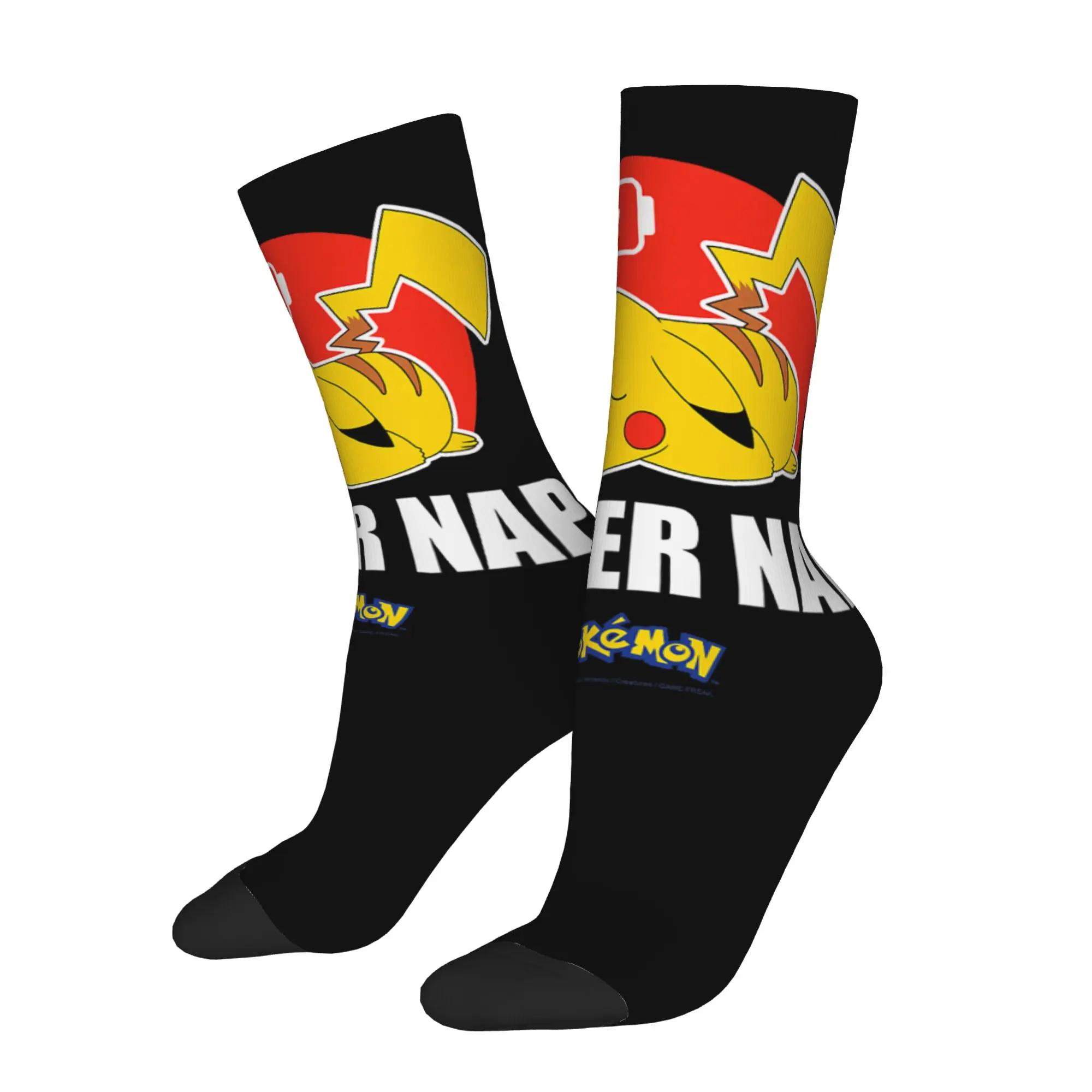 Socks Retro Pokemon   Pikachu Power Nap Crazy Men's compression Socks Unisex  Funny Crew Sock