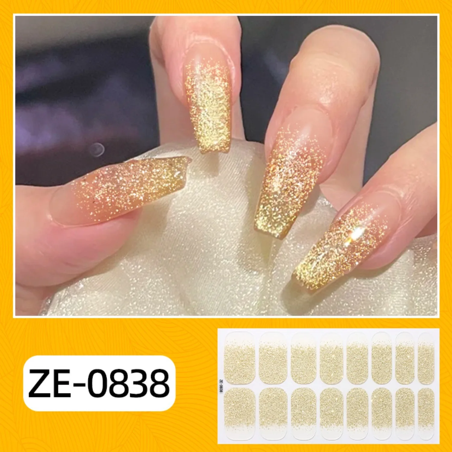 الخبز الحرة ملصقات الأظافر الجملة التدرج بريق ملصقات الأظافر بسيطة للماء مسمار ملصق كامل اللون بلون ملصق #5