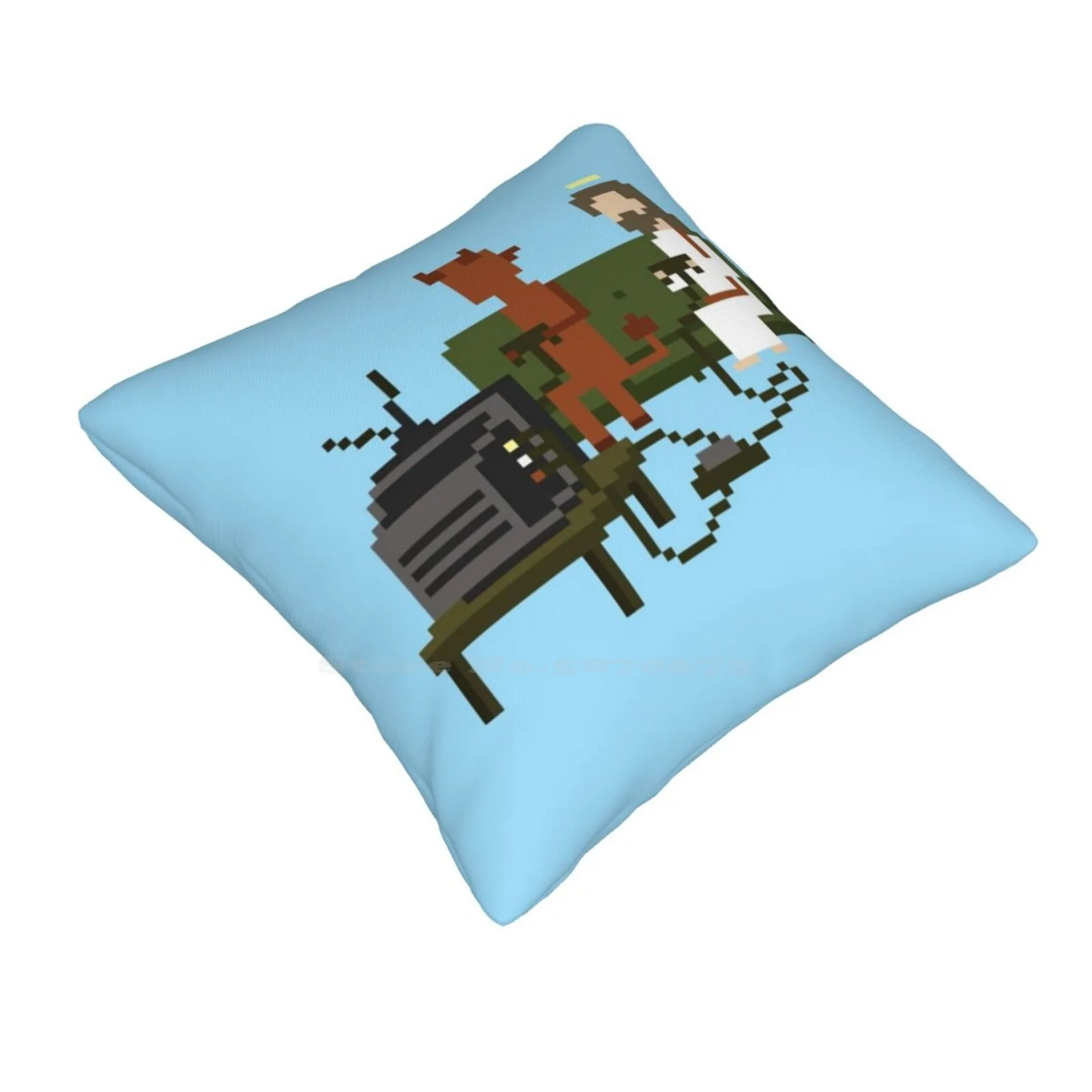 Jesus And Devil Playing Video Games Pixel Art Throw Cushion Pillow Cover Jesus Devil Satan God Bible Holy Gaming Gamer Video