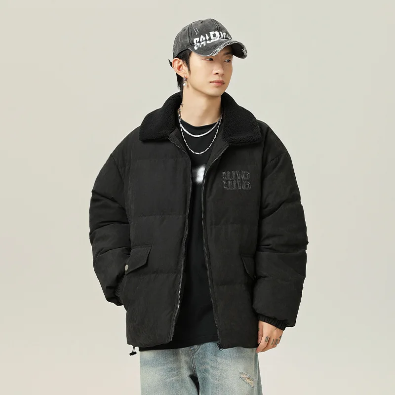 النمط الأمريكي ندفة الثلج نمط عمال الفراء طوق سترة قطن الشتاء تقليد شيرلينغ بدوره إلى أسفل طوق معطف سميك FKET #2