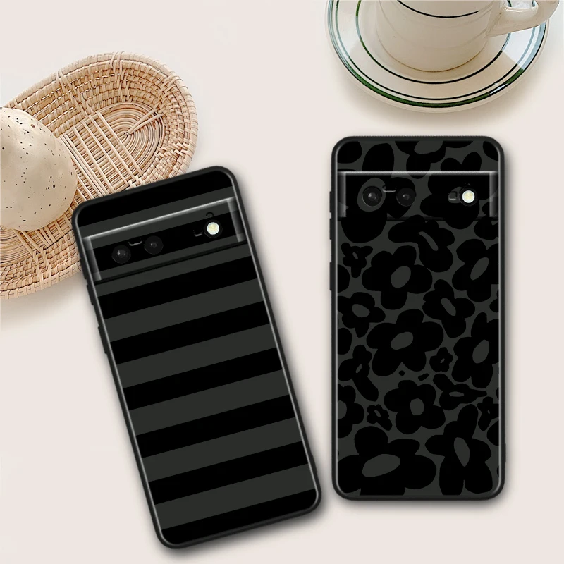 Luxury Art Stripes TPU Silicone Black Cover For Google Pixel 8 7A 7 6A 6 5A 5 5XL 4A 4XL 4 Pro 5G Phone Case