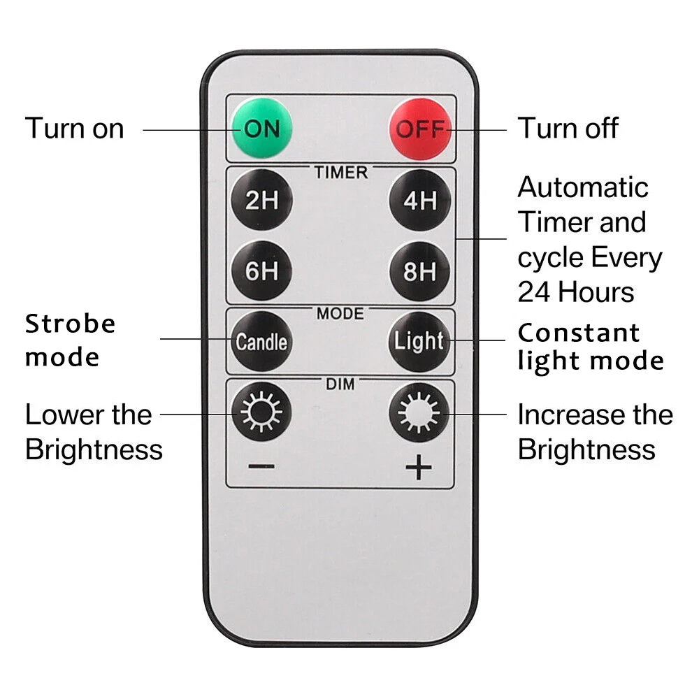 Remote Control Flickering Flameless Taper LED Candles Light Battery Powered Fake Candlesticks Home Party Wedding Xmas Decor