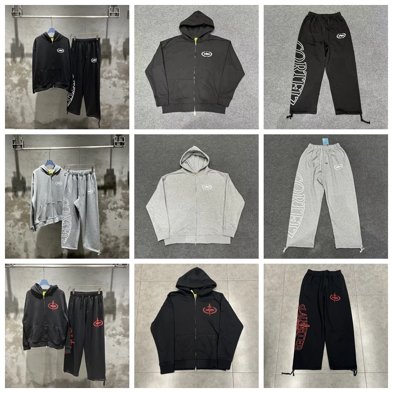 

Свободный мужской кардиган с капюшоном и принтом High Street, повседневный комплект с длинными брюками, осенний молодежный модный уличный комплект из толстовки и брюк