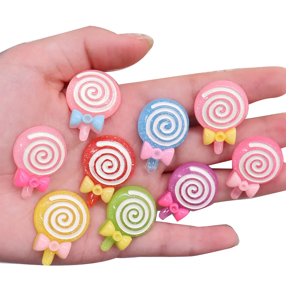 Single Sale 1pcs Resin Candy Lollipop Shoe Charms Decorations Sandals Accessories Fit Wristbands Children Girl X-mas Present