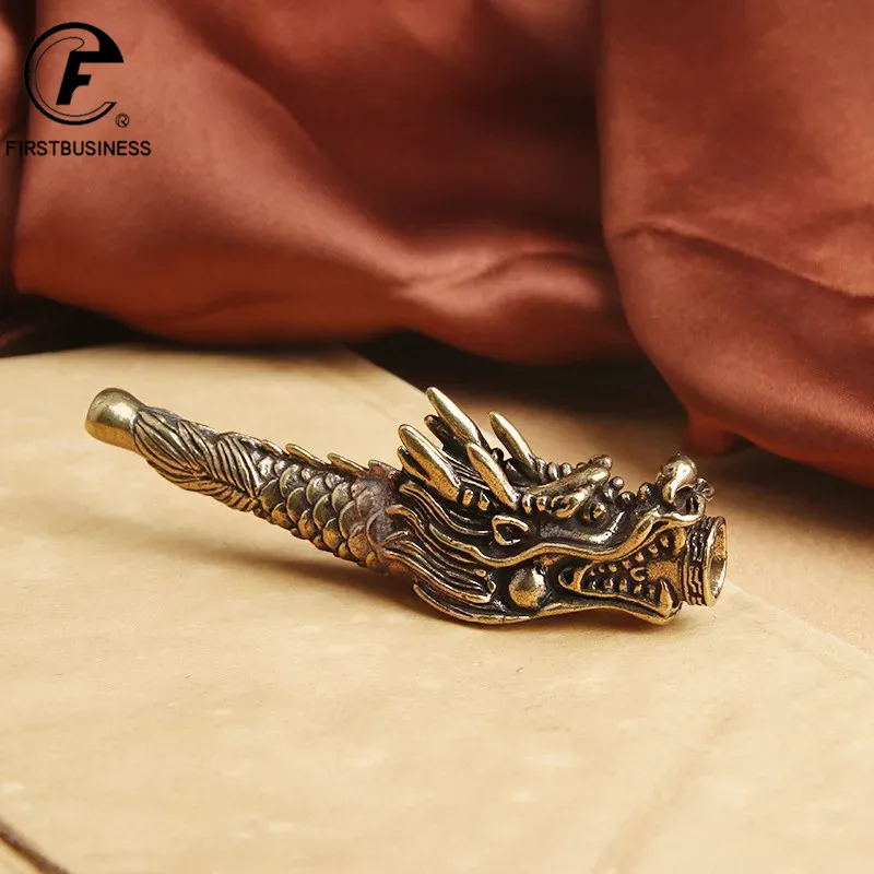 Brass Dragon Smoking Pipe Traditional Retro Tobacco Pipe Smoking Accessories