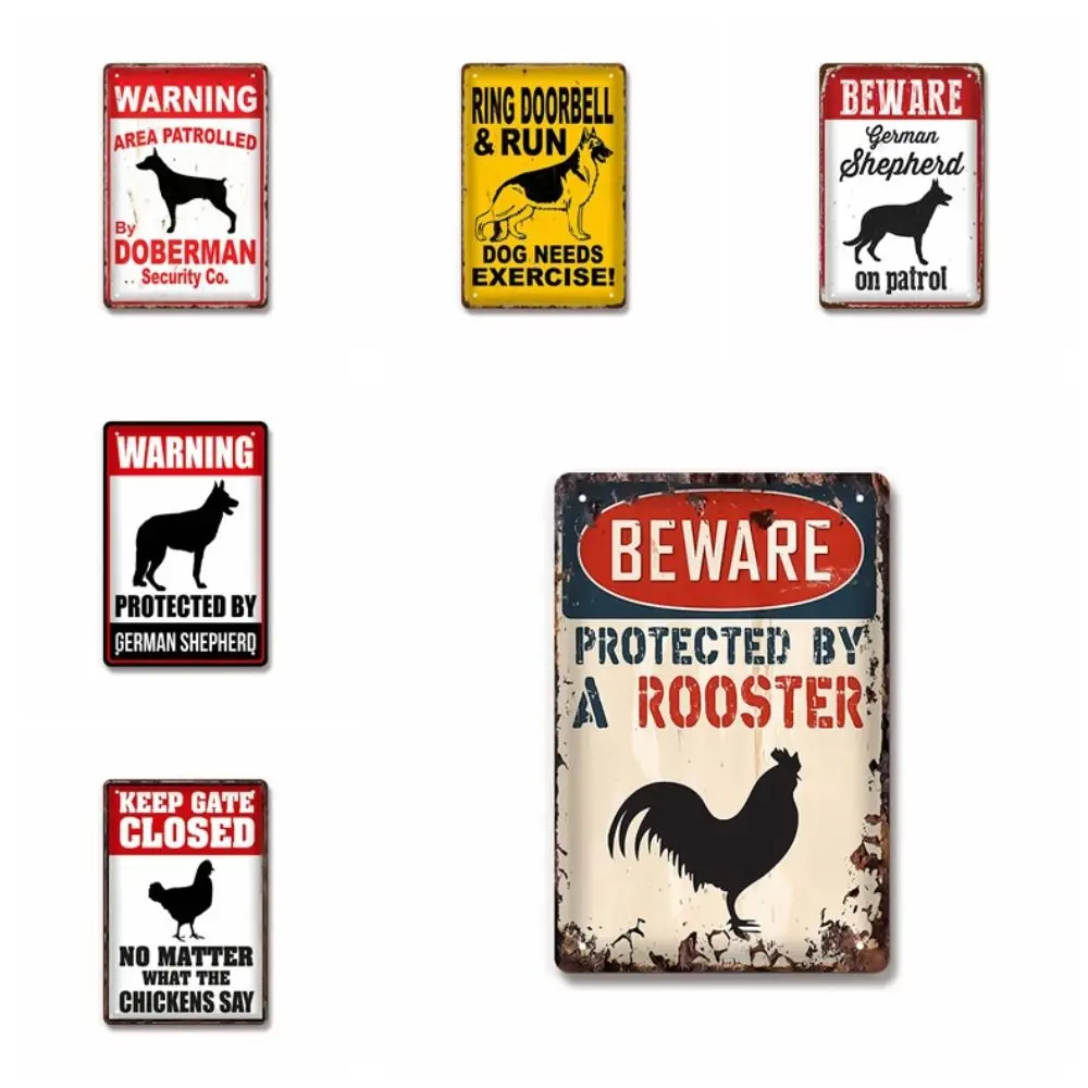 Tinplate Vintage Tinplate Painting Various Styles Varnish Printing Animal Warning Sign Smooth Surface Resistant To Peeling Paint