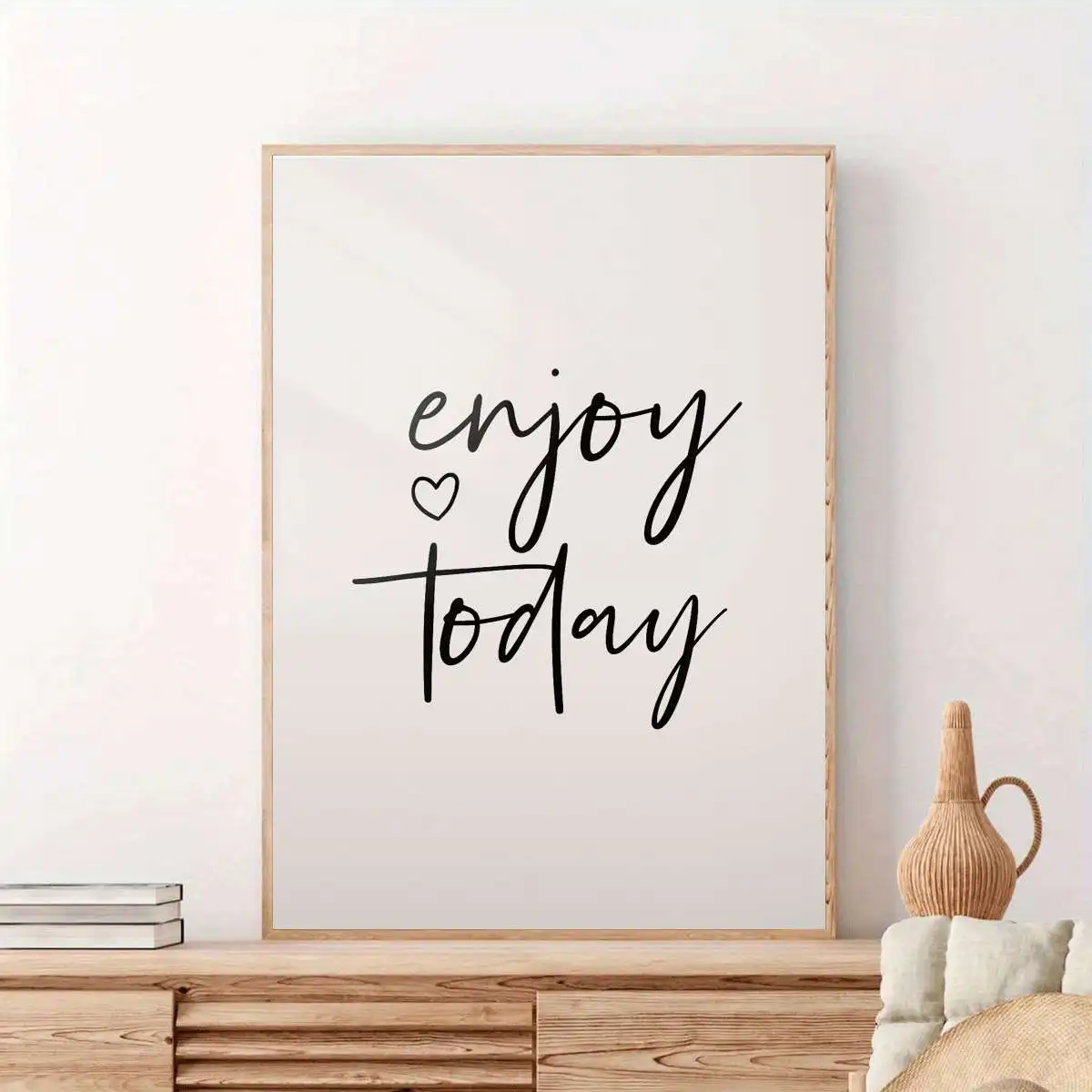 2D Flat, 2D Flat, Unframed Canvas Print of a 2D Flat Art Poster Titled 'Enjoy Today', Perfect for Decorating Your Living Room