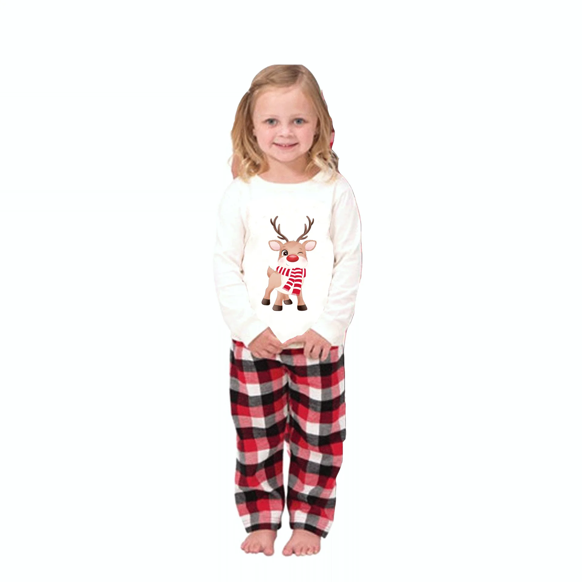 2024 new Christmas Moose print family long sleeve pajamas set home wear