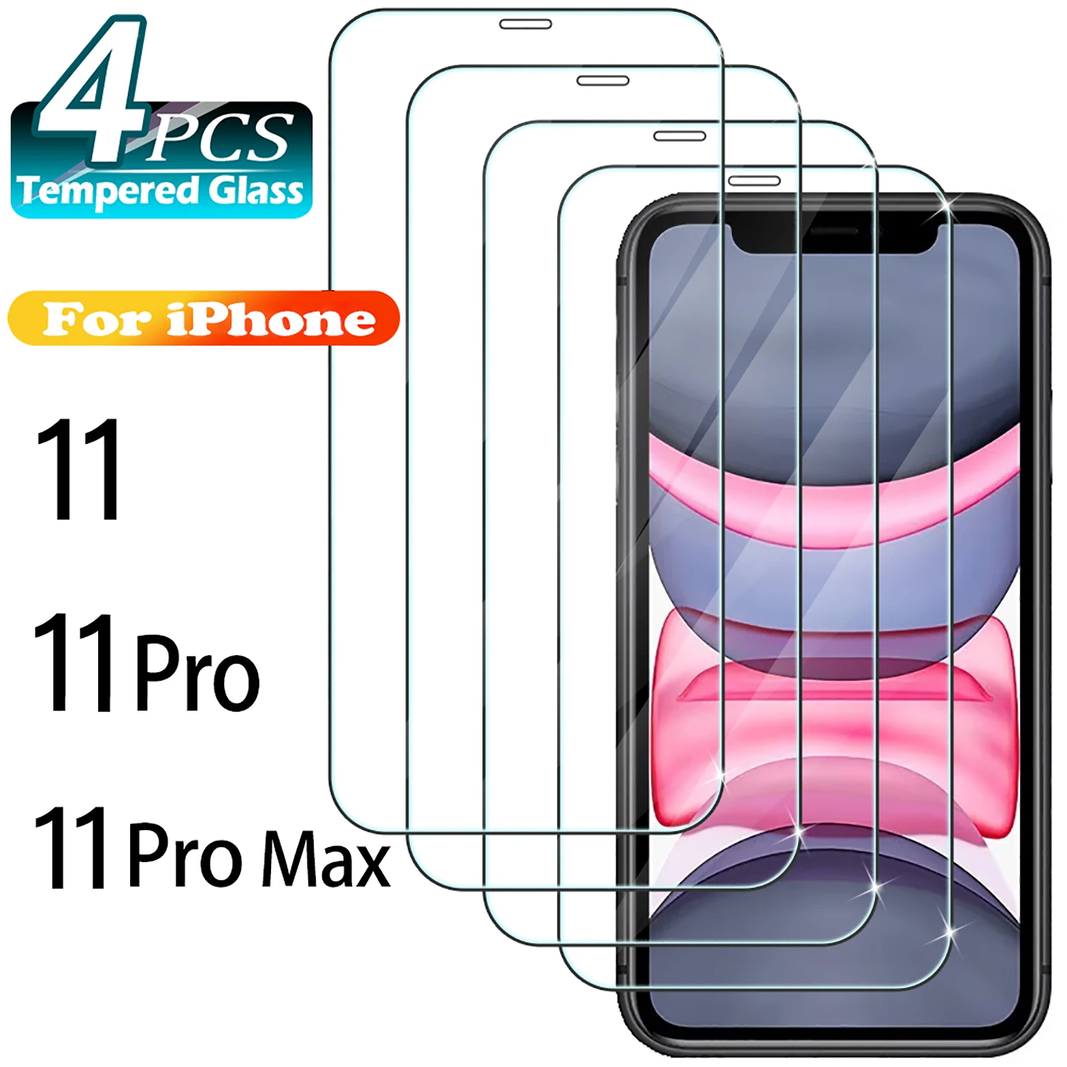 1Pcs/4Pcs HD Tempered Glass For iPhone 11 Pro Max Screen Protector For iPhone 11 Pro Protective Glass Film