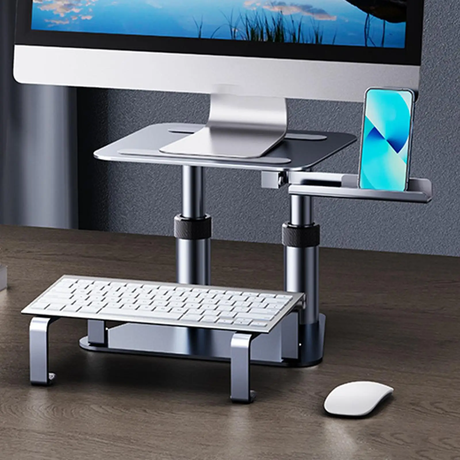 Ergonomic Computer Stand Notebook Laptop Riser Support AntiSlip Metal Bracket Mount for Bed Height Adjustable Office Home Desk