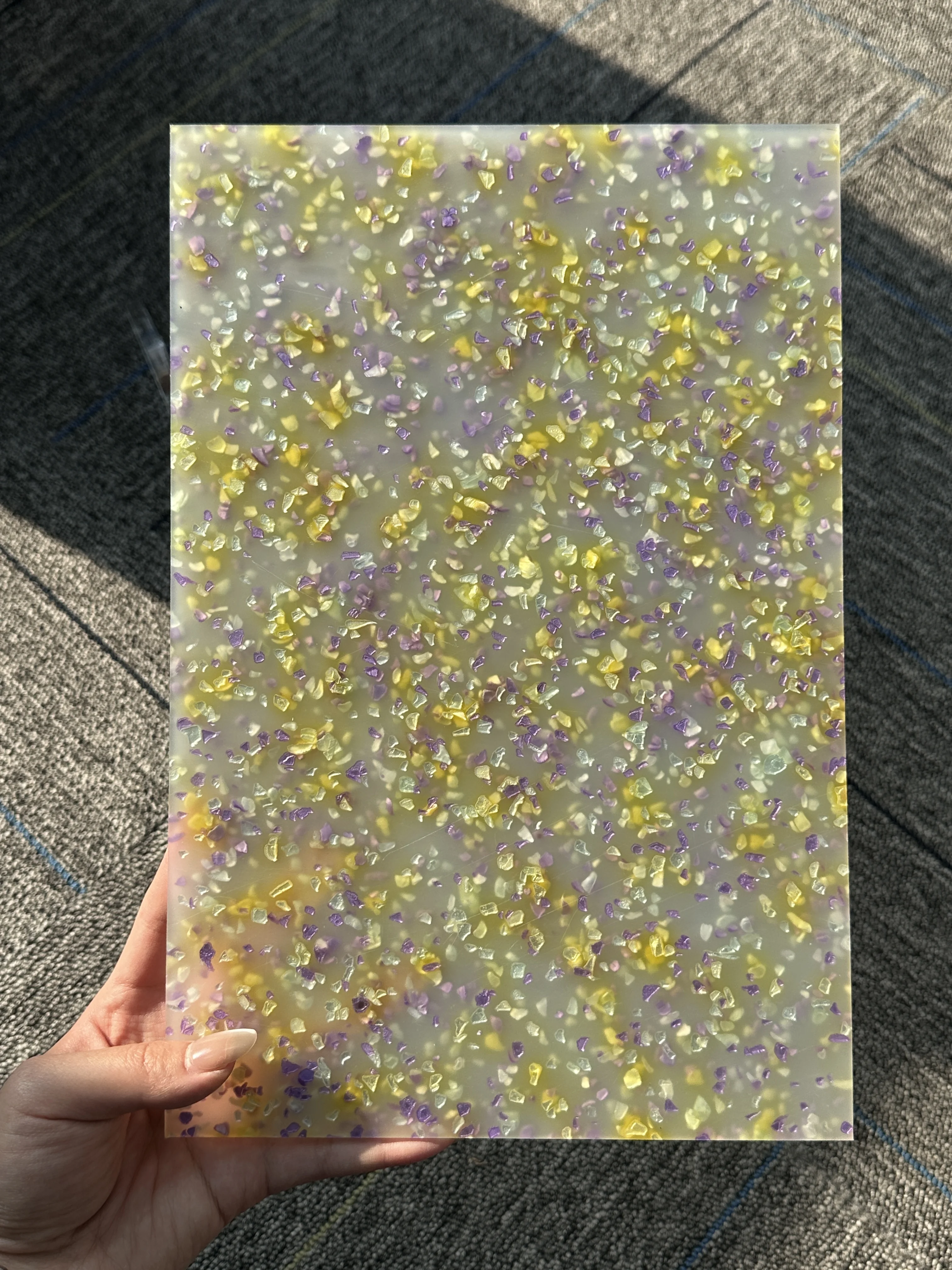 Terrazzo Effect Cast Acrylic Plastic Sheet 3MM Thickness 12x8 Inches for Making Handicrafts Keyring Earring Studs Ornaments