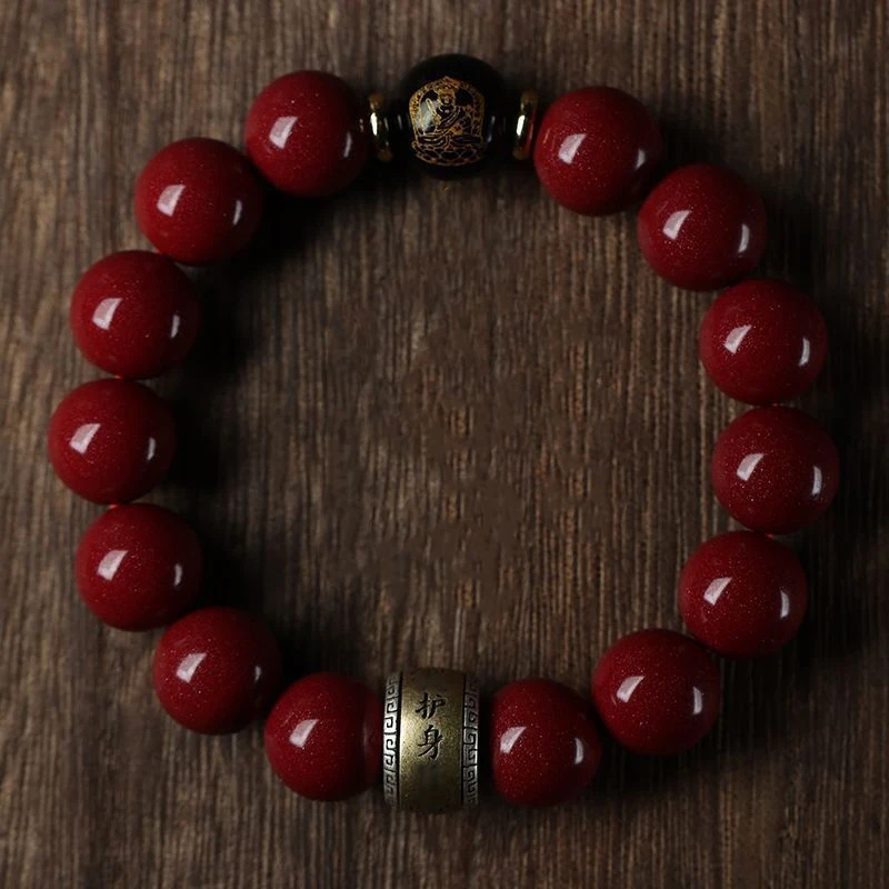 Natural Mineral Cinnabar Bracelet Guardian Amulet Bracelet Original Stone Crystal Sand Twelve Zodiac Signs