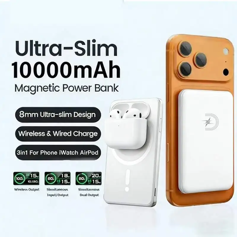 

Magnetic Wireless Charger Power Bank 10000mAh 15W PD Fast Charging Battery Pack for iPhone 17/16/15/14/13/12 Series