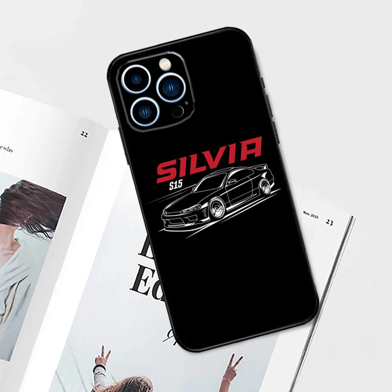 Silvia S15 JDM Tuner Cars Phone Case For iPhone 15 16 14 13 12 11 Pro Max Plus Mini X XR XS Max 7 8 Soft TPU Cover