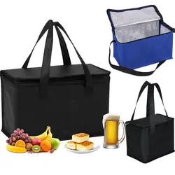 Reusable Thermal Bag Insulated Beer Cooler Bag Outdoor Picnic Lunch Bento Bags Trip BBQ Meal Drink Zip Pack Camping Supplies