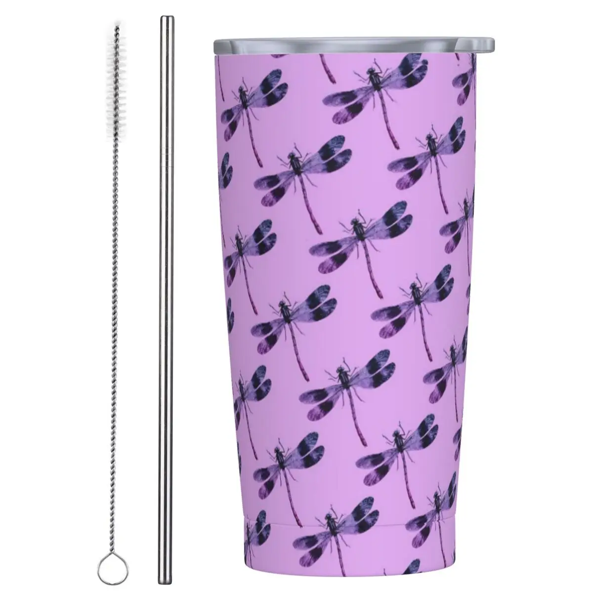 

Стакан из нержавеющей стали, лаванда с стрекозой, термокружка, герметичные кружки для холодных напитков с животными, пляжная графическая бутылка для воды
