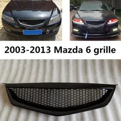 For Car Grille OLD Mazda 6 Front Bumper Grille Splitter Upper Grill Cover Protector ABS Plastic Mazda6 Accessories 2003-2013
