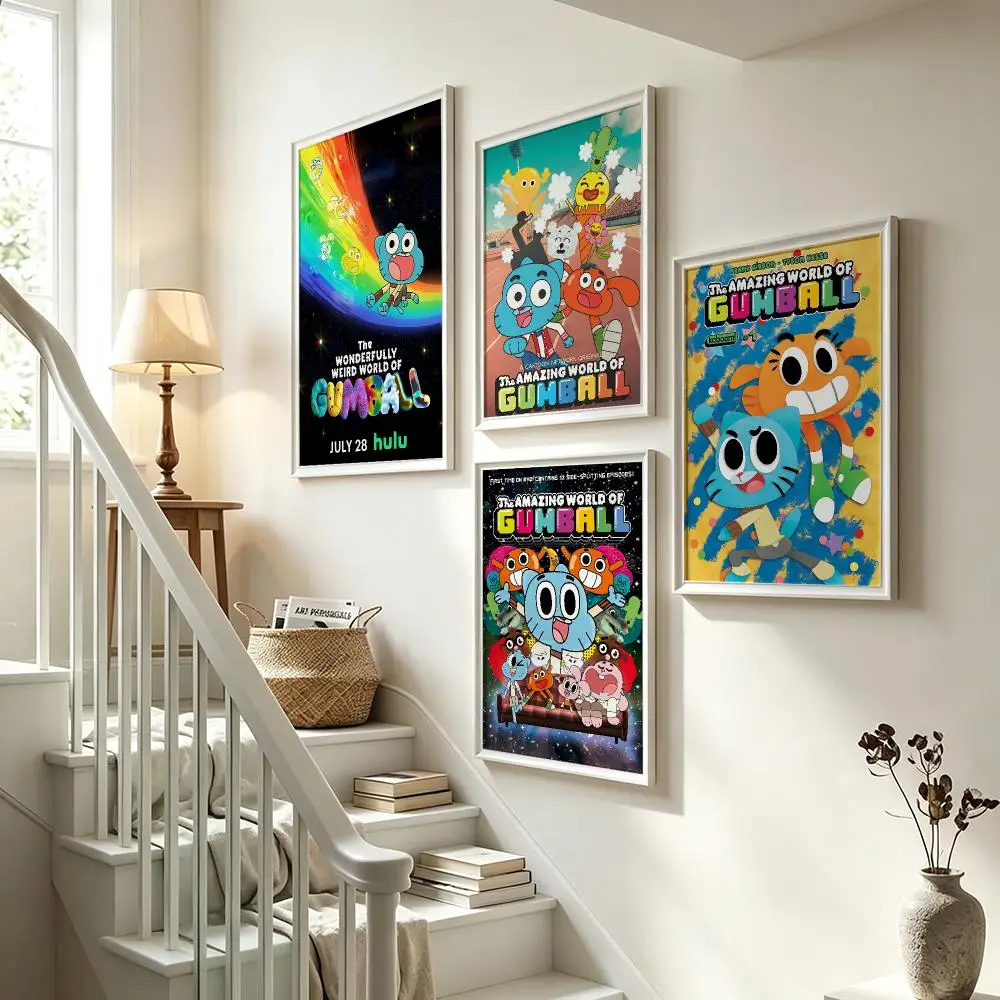 anime The Amazing World of Gumball Poster Poster HD Waterproof Self-adhesive Art Print Wall Decor for Bedroom Living Room Gift