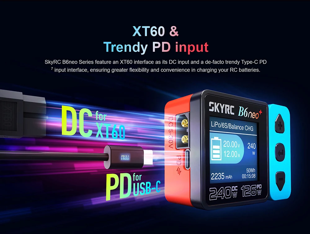 NEUES SKYRC B6neo 2 Smart Charger Multifunktions-Smart-Ladegerät DC 300 W PD 80 W LiPo/LiFe/Lilon/LiHV/NiMH/NiCd/Pb-Ladegerät – Detail 5