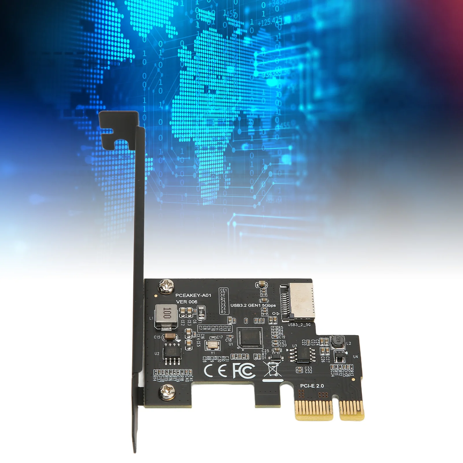 

USB 3.2 Gen1 PCIe Card 20PIN PCIE To USB 3.2 Expansion Card Riser Card Black Multi Interface for Desktop Front Type C