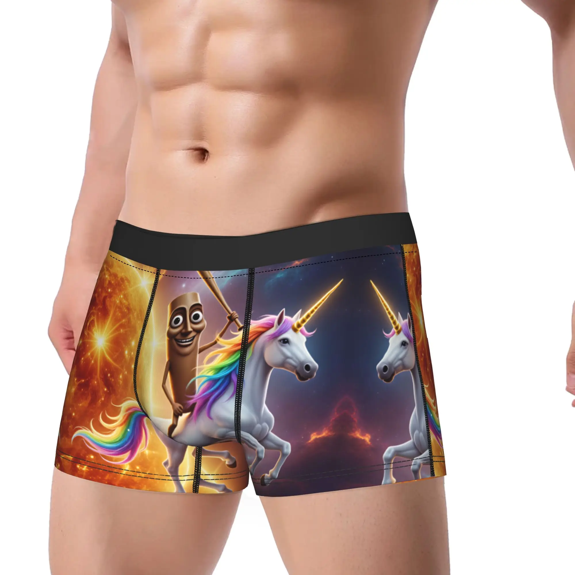 Tung Tung Sahur Unicorn Space Meme Underwear  Classic Underpants Customs Shorts Briefs For Men 3D Pouch Large Size Boxer Shorts