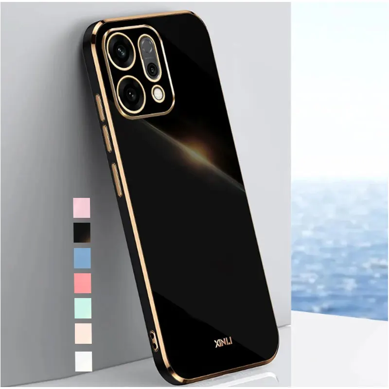 Luxury Plating Soft Silicone Case for Reno 14 F 14 Pro Camera Protection TPU Back Cover for OPPO Reno13Pro 13F Realme Neo7 Turbo